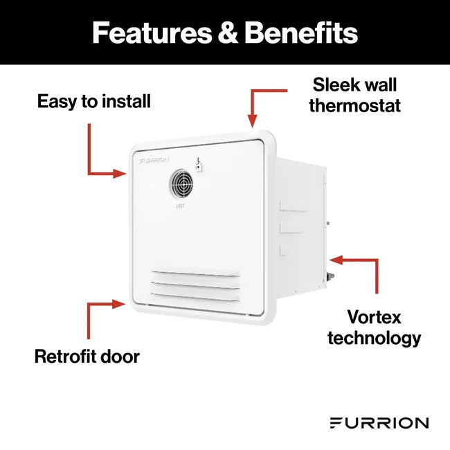 Furrion RV Tankless Gas Water Heater with 16.14" x 16.14" White Door - 2.4 GPM #FWH09A-1-A