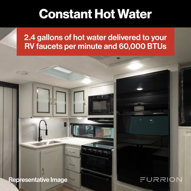 Furrion RV Tankless Gas Water Heater with 16.14" x 16.14" White Door - 2.4 GPM #FWH09A-1-A