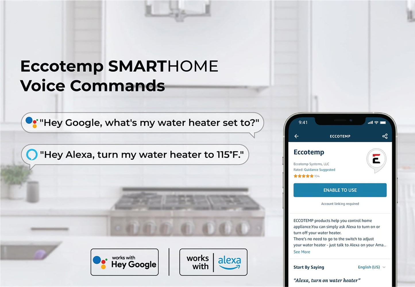 SmartHome 2.5 Gallon Mini Tank Water Heater with Voice Commands