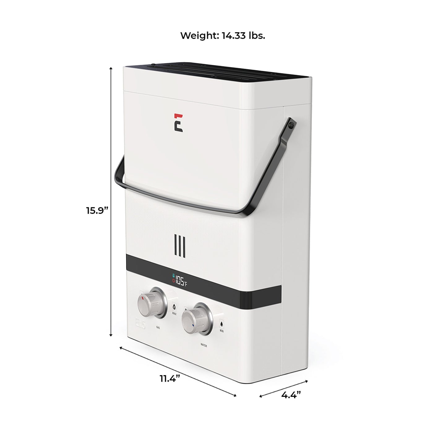Luxe 1.5 GPM 37.5K BTU Outdoor Portable Tankless Water Heater with LED Display