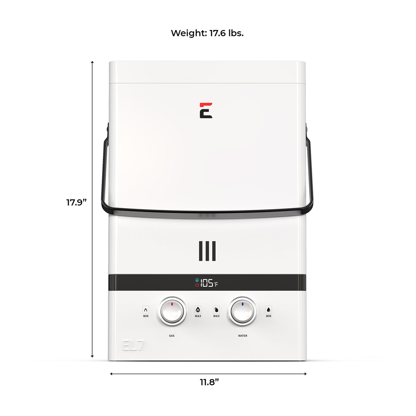 Eccotemp Luxé 1.85 GPM 52K BTU Outdoor Portable Tankless Water Heater with LED Display